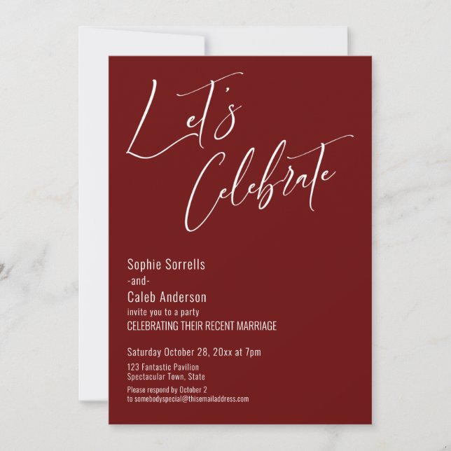Invitación ¡Celebre con Nosotros! Recepción Moderna de Borgoñ (Anverso)