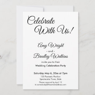 Invitación ¡Celebre Con Nosotros! Recepción Simple en Blanco 