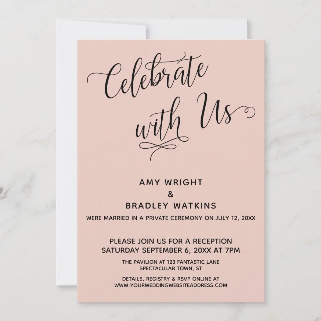 Invitación Celebre Con Nosotros Recepción Únicamente de Elega (Anverso)