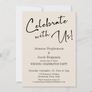 Invitación "¡Celebre con Nosotros!" Simple Cream Fiesta de Bo
