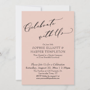 Invitación Celebre Con Nosotros Solo Recepción Rosa Rubor Her