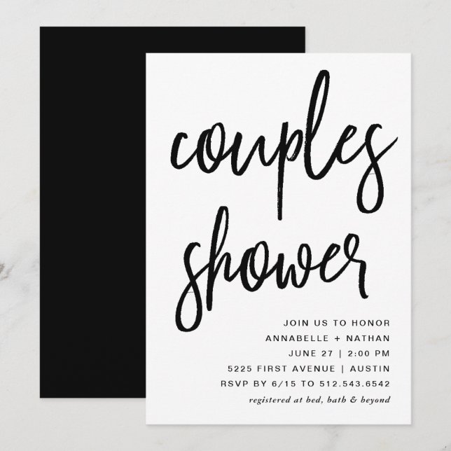 Invitación Celebre la ducha moderna de los pares de la (Anverso / Reverso)