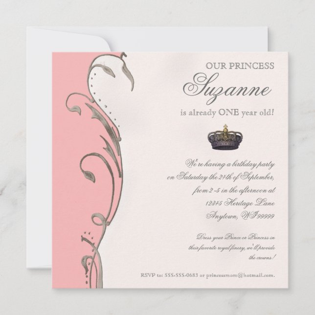 Invitación Celebre real a la chica marchosa de princesa (Anverso)