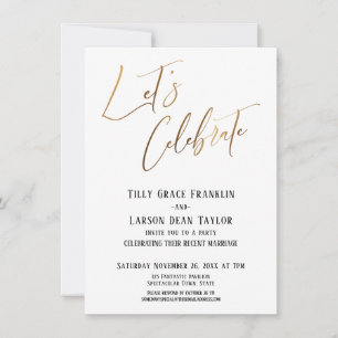 Invitación Celebremos al Fiesta de Bodas Elegantes de Oro