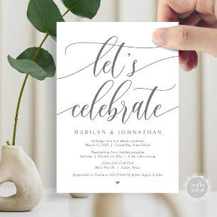 Invitación Celebremos al Fiesta de Elopement Boda, azul marin
