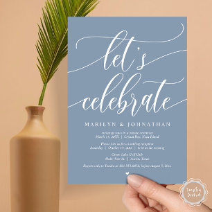 Invitación Celebremos al Fiesta de Elopement Boda, azul marin