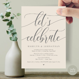 Invitación Celebremos al Fiesta de Elopement Boda, azul marin