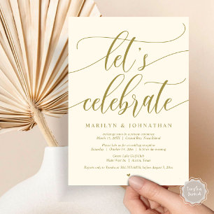 Invitación Celebremos al Fiesta de Elopement Boda, azul marin