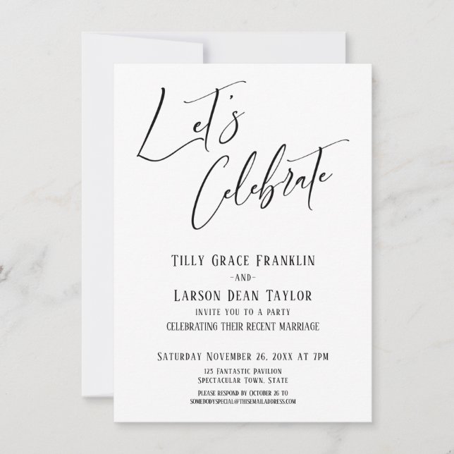 Invitación Celebremos al Fiesta elegante y moderno de bodas (Anverso)