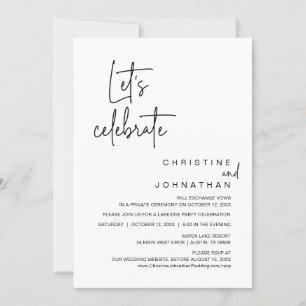 Invitación Celebremos, Boda Elopement Fiesta