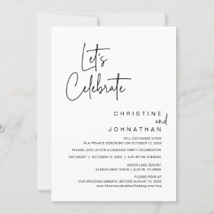 Invitación Celebremos, Boda Elopement Fiesta
