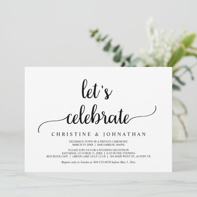 Invitación Celebremos, Boda Rústica Moderna (Anverso de pie)
