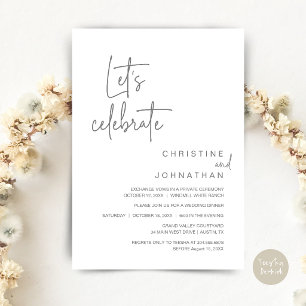 Invitación Celebremos, cena de fiesta de boda íntima