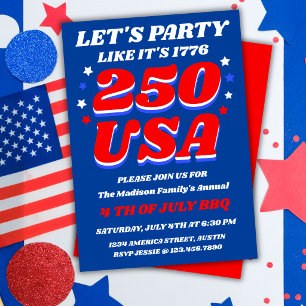 Invitación Celebremos como si fuera 1776 USA 250 Patriótico
