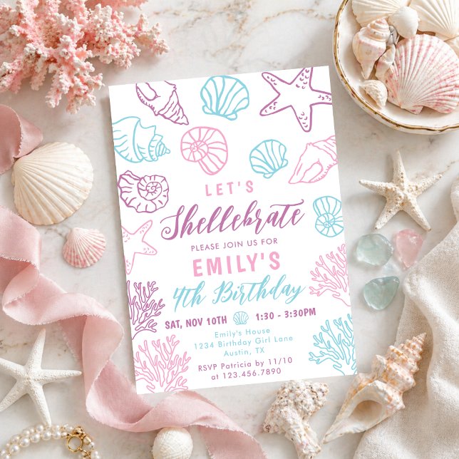 Invitación Celebremos con Conchas Marinas Cumpleaños de Niñas (Subido por el creador)