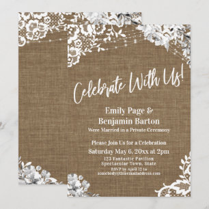 Invitación ¡Celebremos Con Nosotros! Burlap Lace Floral Light