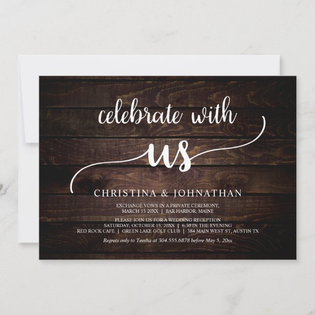 Invitación Celebremos con nosotros, la cena de los Elopement  (Anverso)