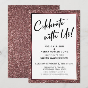 Invitación ¡Celebremos Con Nosotros! Recepción Rosa Purpurina