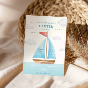 Invitación Celebremos con una vela de cumpleaños náutico de b