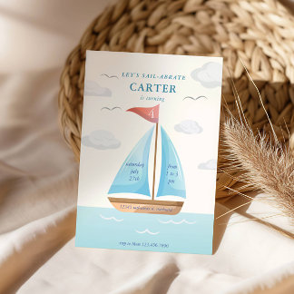 Invitación Celebremos con una vela de cumpleaños náutico de b