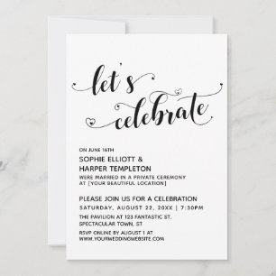 Invitación Celebremos Corazones Blanco Negro Solo Recepción