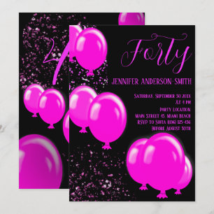 Invitación ¡Celebremos! Cuarenta fabulosos Fiestas negros ros