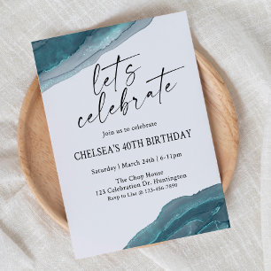 Invitación Celebremos, Cumpleaños Minimalista, Cualquier Edad