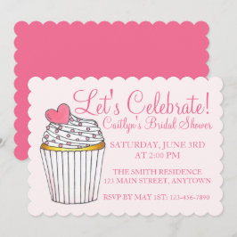 Invitación Celebremos Cupcake Rosa Despedida de Soltera y Bab