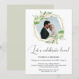 Invitación Celebremos el amor Recepción de boda huida