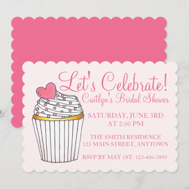 Invitación Celebremos el Baby Shower de la Noche de Pastel Ro (Anverso / Reverso)