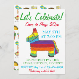 Invitación Celebremos el Cinco de Mayo Fiesta Taco Piñata