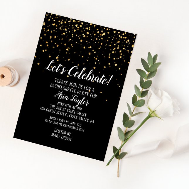 Invitación Celebremos el Confetti de Oro en la soltera negra (Subido por el creador)