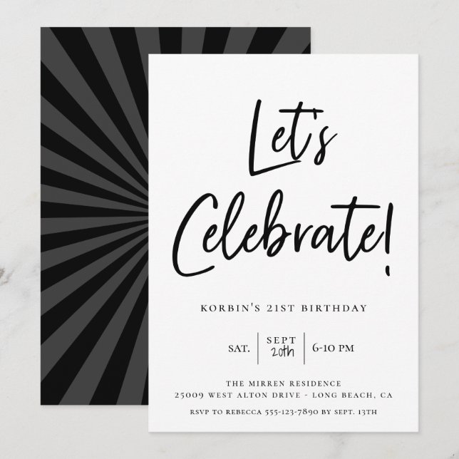 Invitación Celebremos el cumpleaños de la escritura negra mod (Anverso / Reverso)