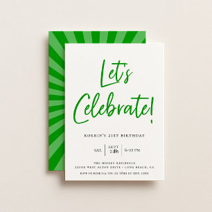 Invitación Celebremos el cumpleaños de la escritura verde mod