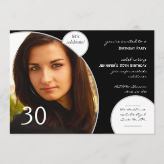 Invitación Celebremos el cumpleaños de la foto en blanco y ne