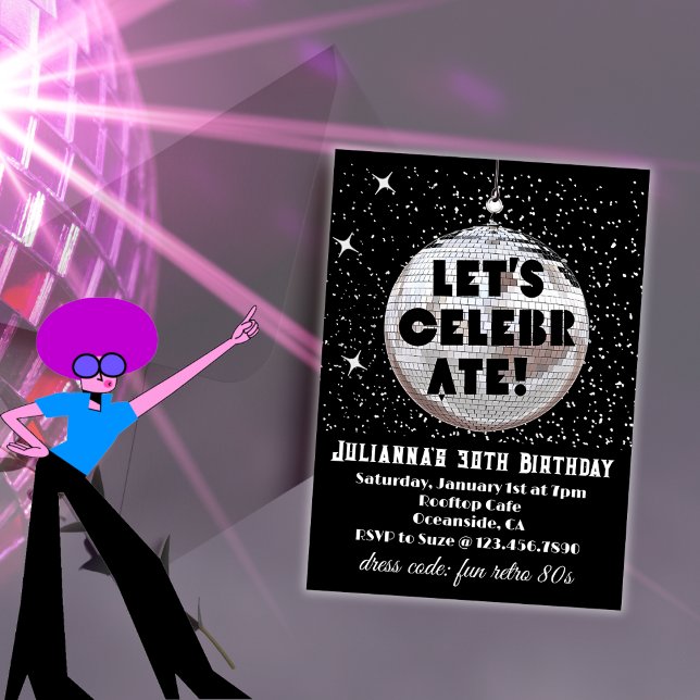 Invitación Celebremos el cumpleaños de la Retro 80 (Let's Celebrate 30th Birthday Invitations)
