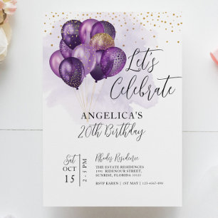 Invitación Celebremos el cumpleaños de los Globos de Oro Viol