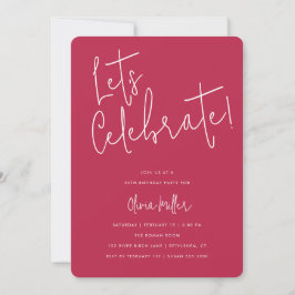 Invitación Celebremos el cumpleaños de Script Magenta