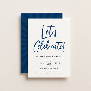 Invitación Celebremos el cumpleaños del guión azul moderno