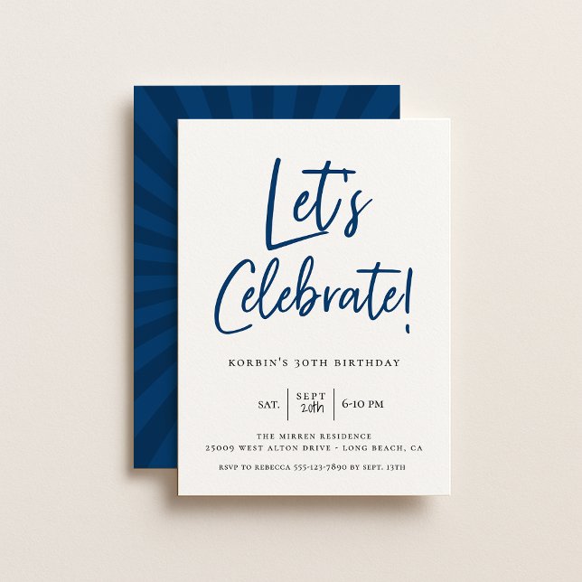 Invitación Celebremos el cumpleaños del guión azul moderno (Subido por el creador)