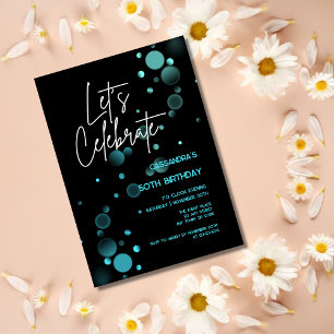 Invitación Celebremos el cumpleaños negro del gradiente azul