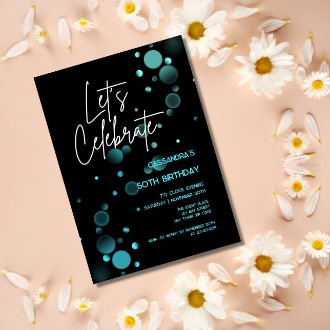 Invitación Celebremos el cumpleaños negro del gradiente azul  (Subido por el creador)