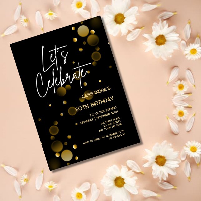 Invitación Celebremos el cumpleaños negro del gradiente del B (Subido por el creador)