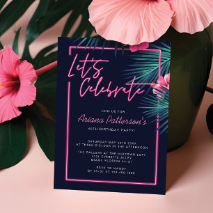 Invitación Celebremos el cumpleaños neontropo eléctrico