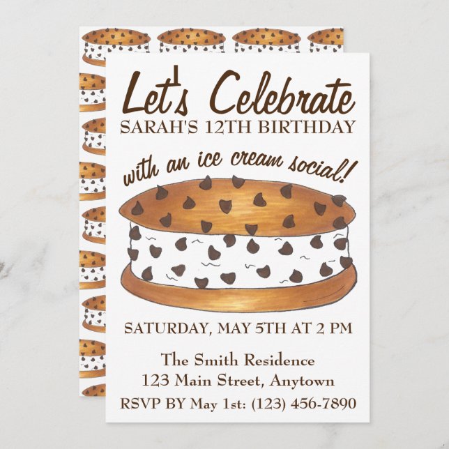 Invitación Celebremos el cumpleaños social del Crema de Hielo (Anverso / Reverso)