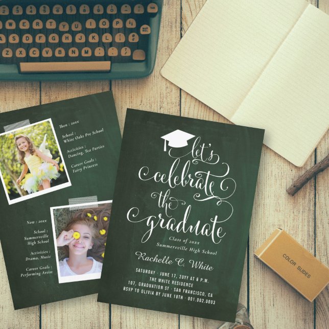 Invitación Celebremos el Fiesta de Graduados de Chalkboard (Subido por el creador)