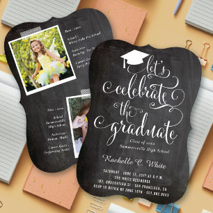 Invitación Celebremos el Fiesta de Graduados de Chalkboard