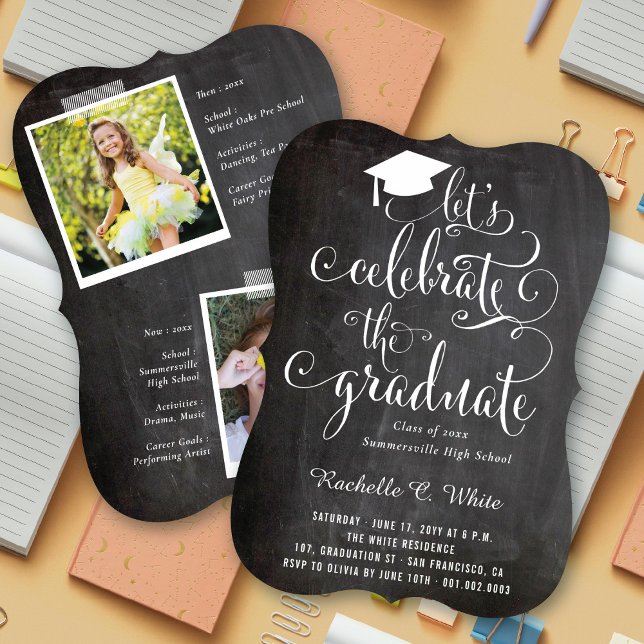 Invitación Celebremos el Fiesta de Graduados de Chalkboard (Subido por el creador)