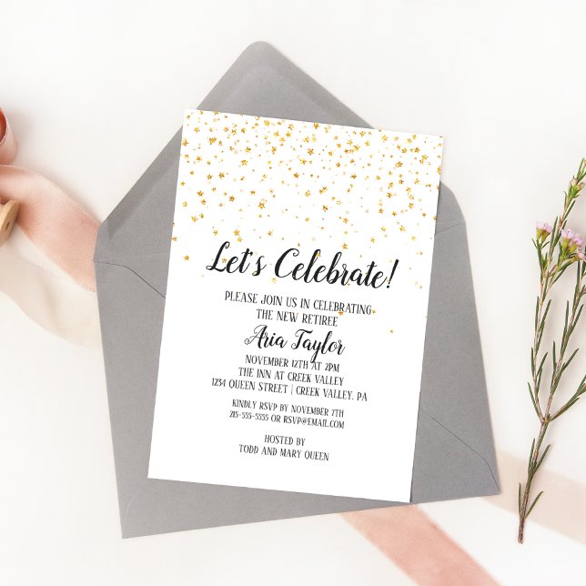 Invitación Celebremos el Fiesta de Jubilación de Confetti de  (Subido por el creador)