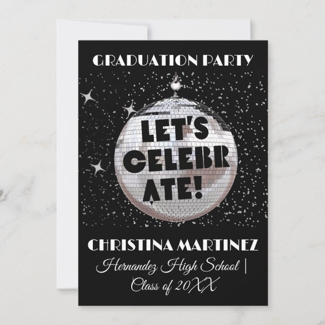 Invitación Celebremos el Fiesta de la Discoteca GRADUATION (Anverso)